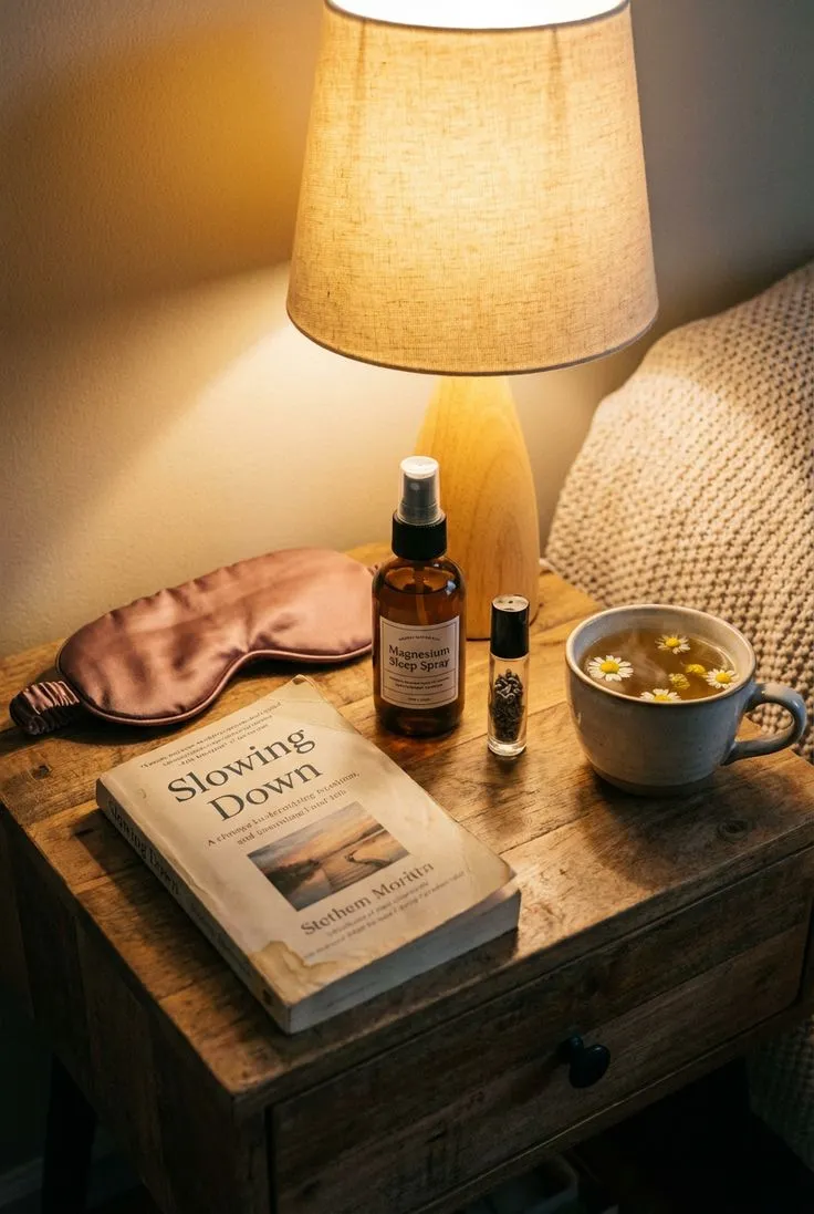 Restful bedroom scene with muted tones